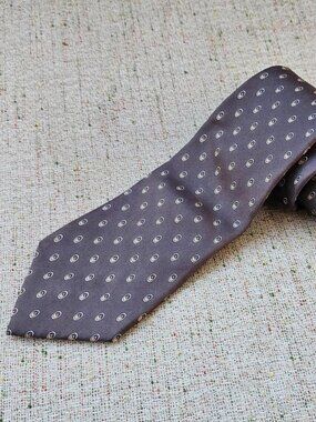 Vintage Christian Dior Paris Men Tie ALL SILK Brown Tone Necktie CD Classic Tie